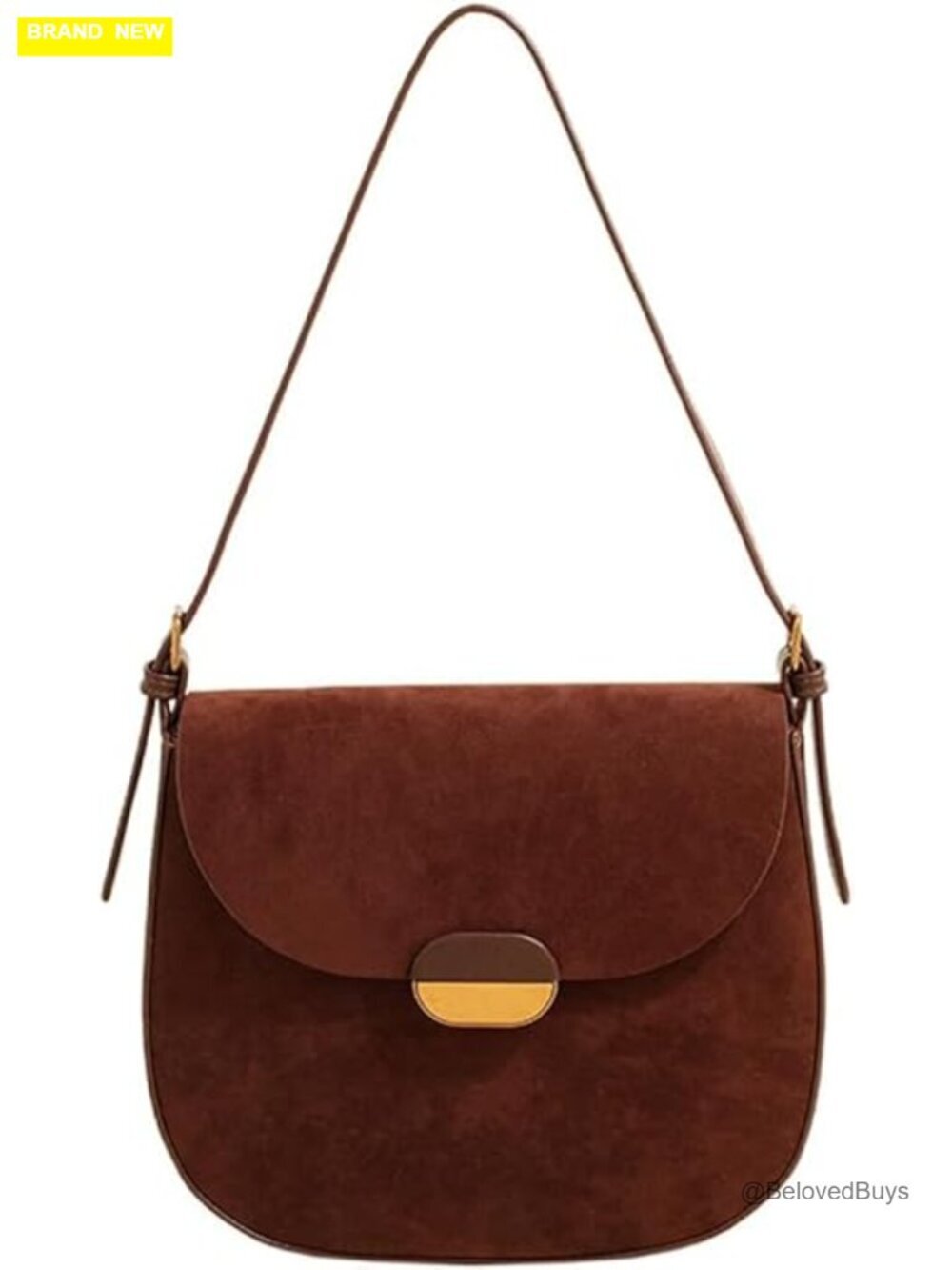 Faux Suede Crossbody Bag with Detachable Shoulder Strap Saddle Satchel